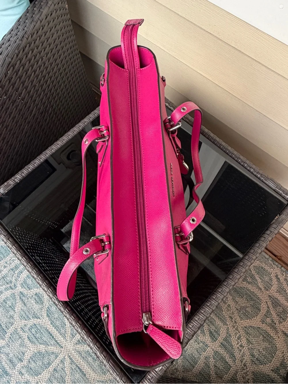 Michael Kors Hot Pink/Rasberry Saffiano Leather Tote